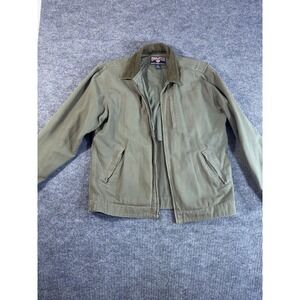 Vintage  Duluth Trading Co Men's Olive Green Work Jacket Collared‎ Zip Up SizeTL